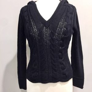 TALBOTS Cable Knit Hooded Sweater Sz Small